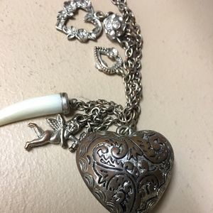 Heart Pendant and Charm Necklace